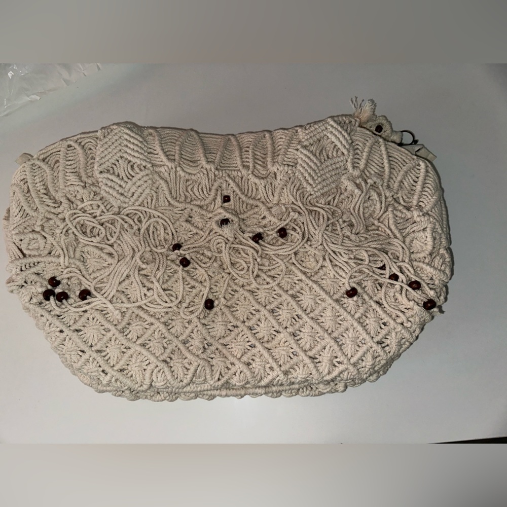Spell Anthropologie “Sister Honey” Cream Macrame Boho Beach Tote Shoulder Bag - Picture 8 of 8